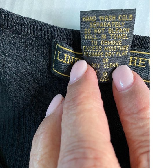 Linda Matthews Woman 3X Black Twin Set Top & Cardigan Sweater Knit Crochet Trim - Picture 12 of 16